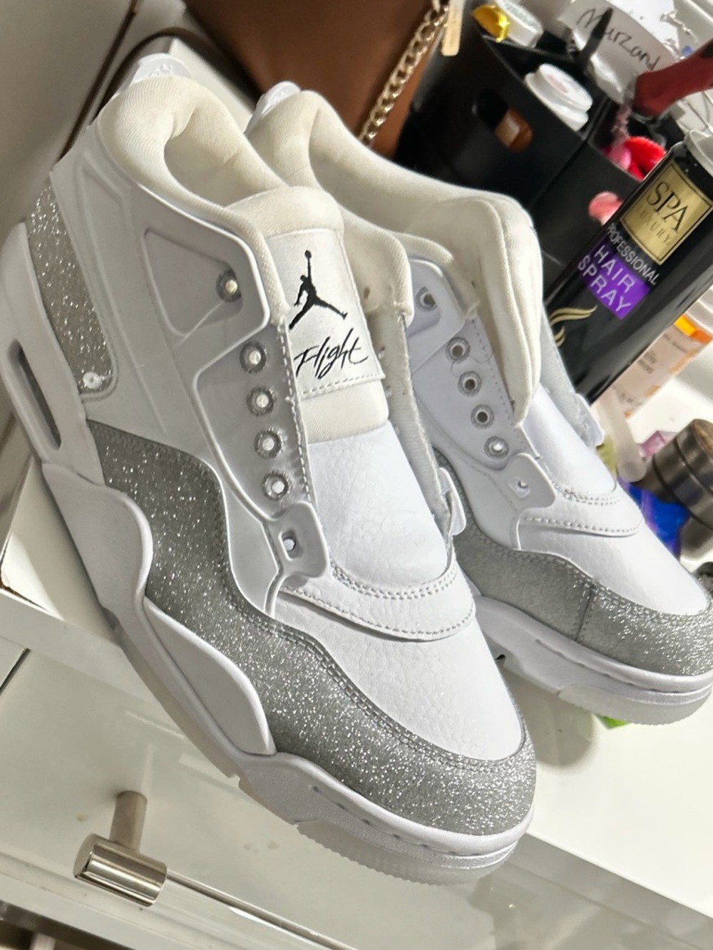 Women’s Air Jordan 4 RM White Silver Glitter